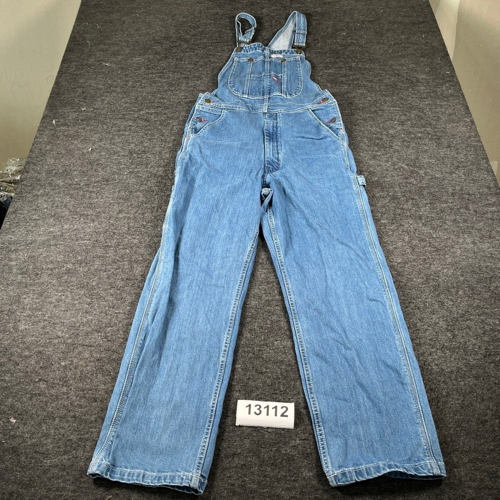 Hisea Carpenter Bib Overalls Womens 30x30 Blue Denim Cotton Stretch Medium Wash